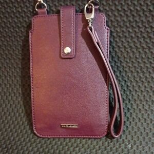 Purple Leather Phone Pouch White Black